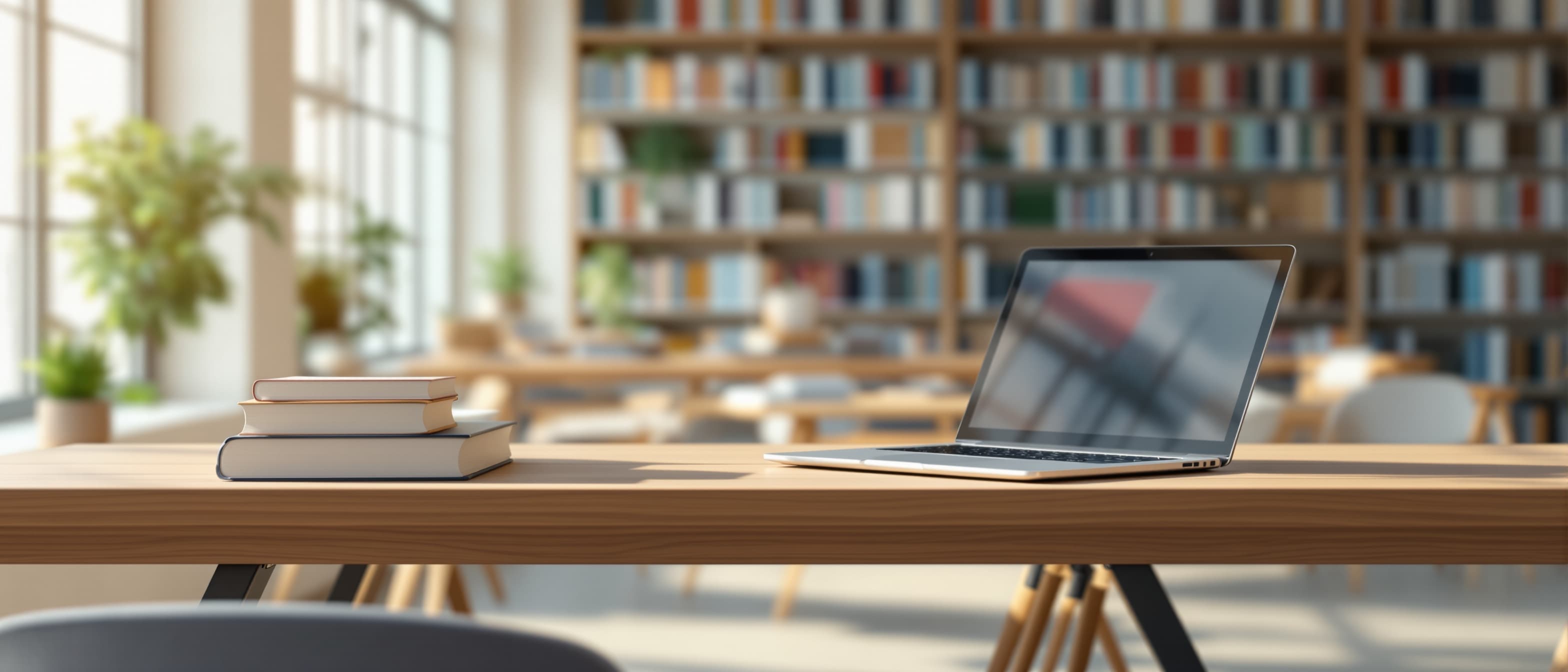 Learning resource center workspace with open books digital tablet and laptop on wooden desk educational content