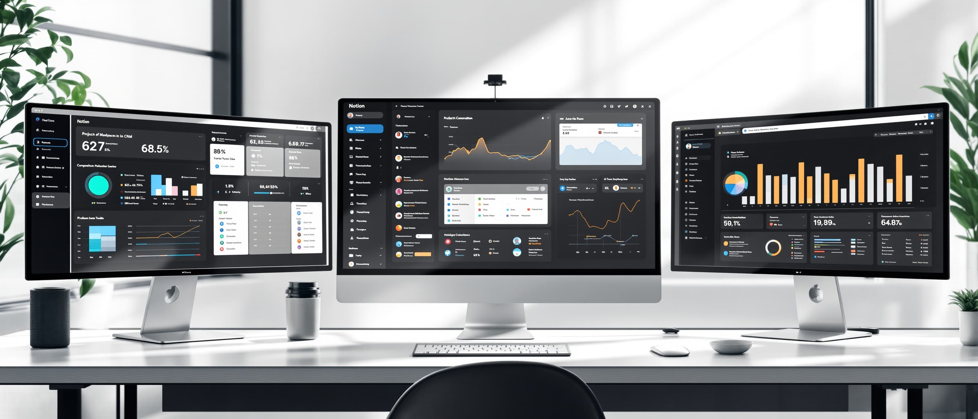 Collection of Notion template workspace dashboards elegantly multiple screens with project management systems CRM