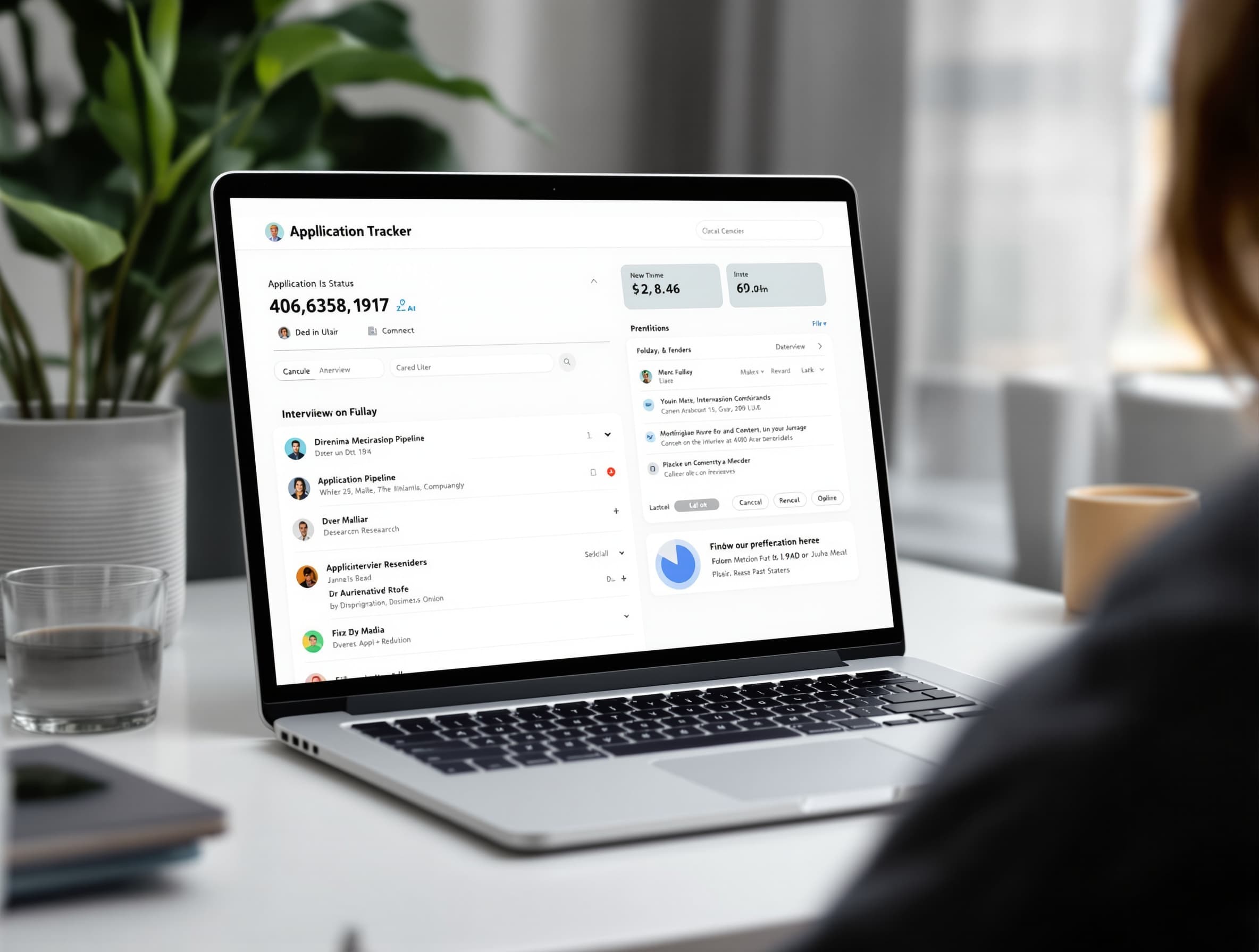 Notion internship job application tracker interface with application status pipeline company research notes