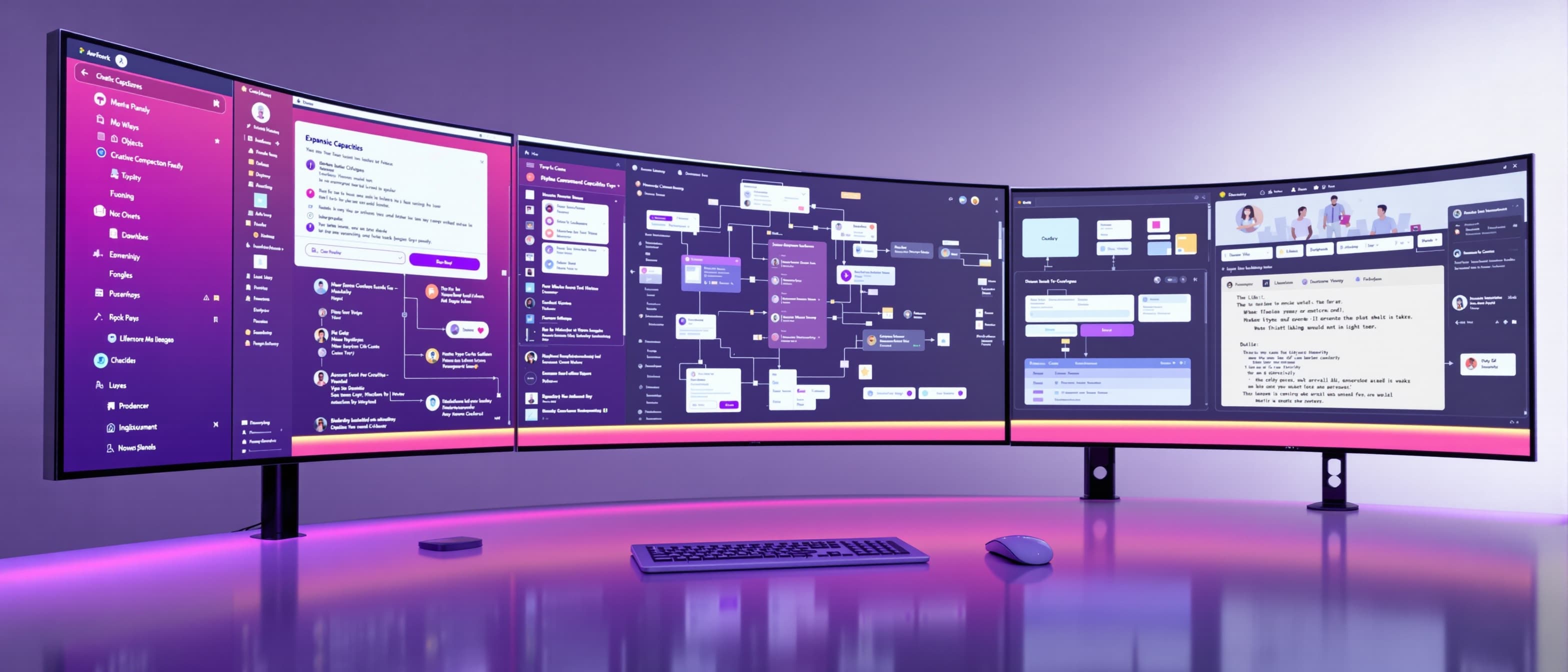 Expansive Capacities object based note taking workspace panoramic arrangement of screens